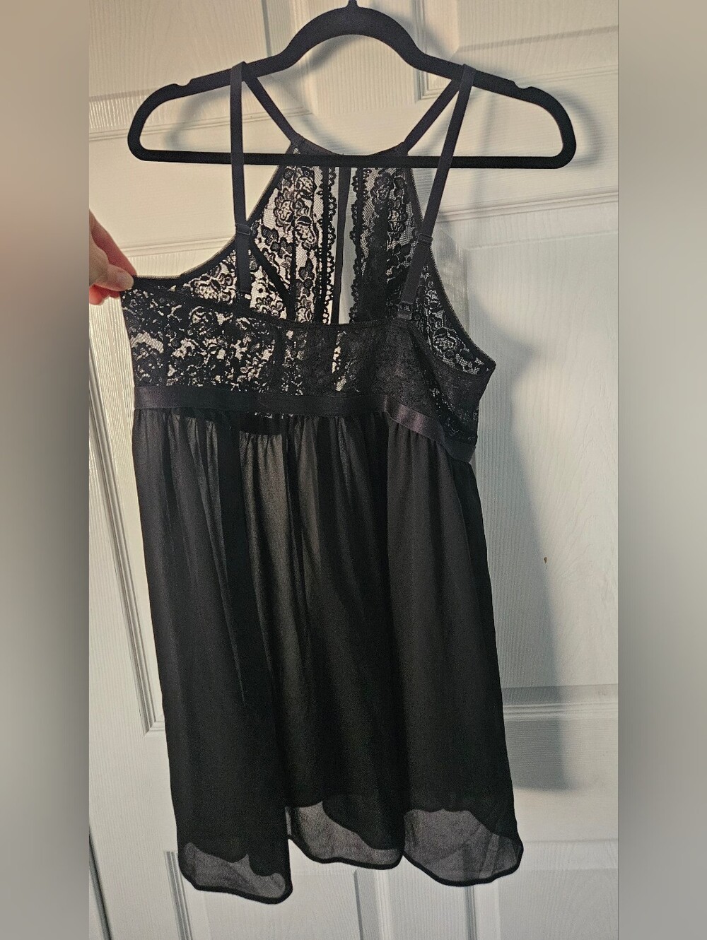 Torrid Curve Black Floral Lace Babydoll Halter Flowy Mesh Top Whimsigoth 2X Plus - Picture 11 of 14